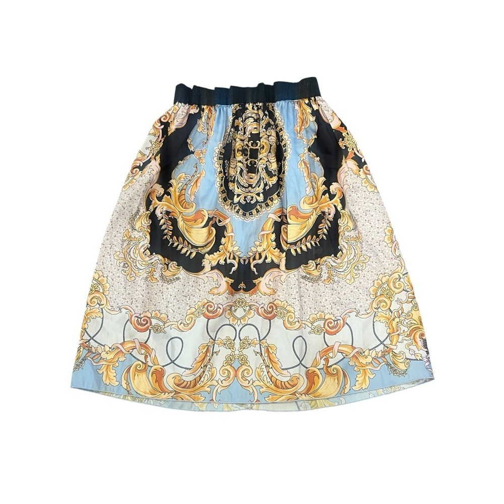 ZARA GIRLS 7 SKIRT  PULL ON  SCROLL VERSAC PRINT MIDI‎ SATIN